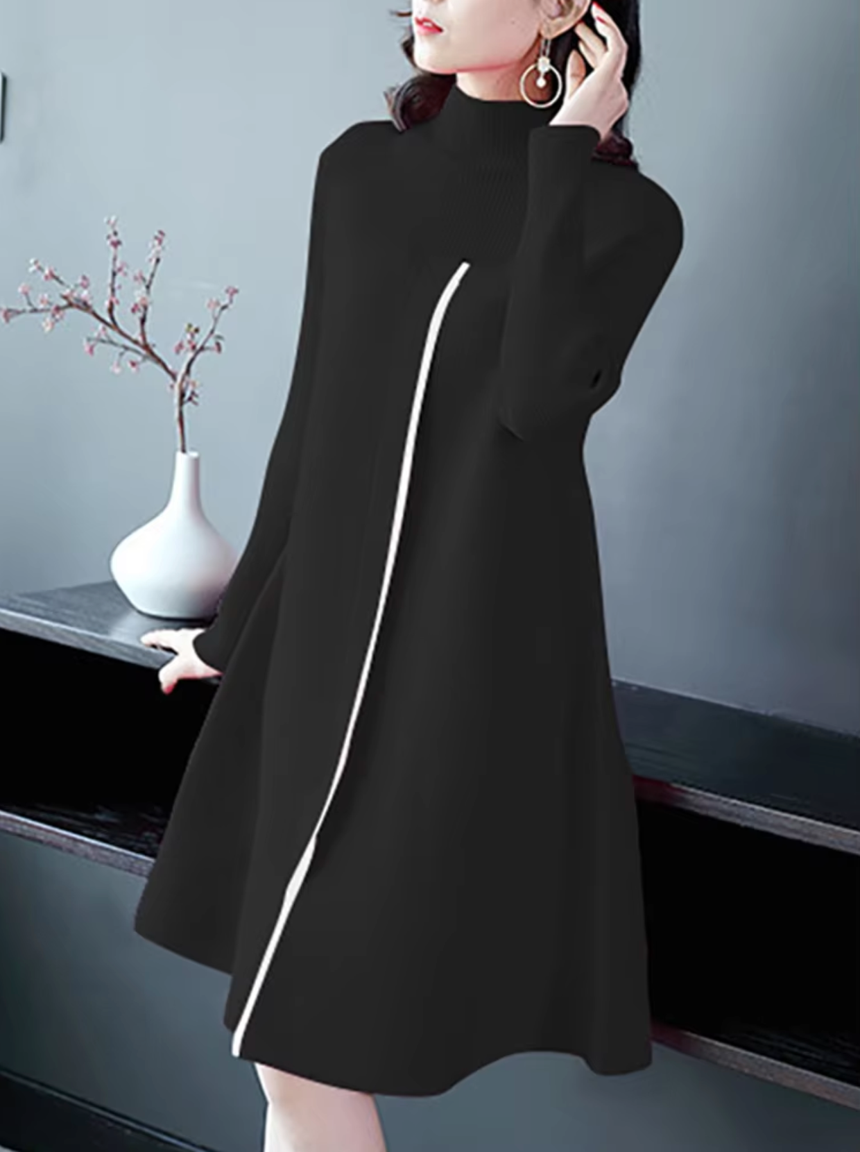 Bambi – Knitted Mock Neck Vintage Dress