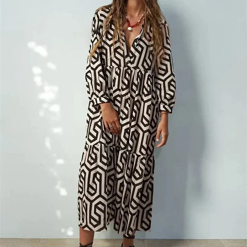 Isolaya – Cotton Geometric Print Dress