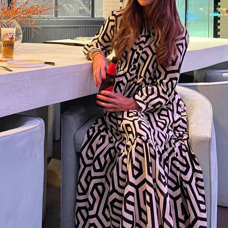 Isolaya – Cotton Geometric Print Dress