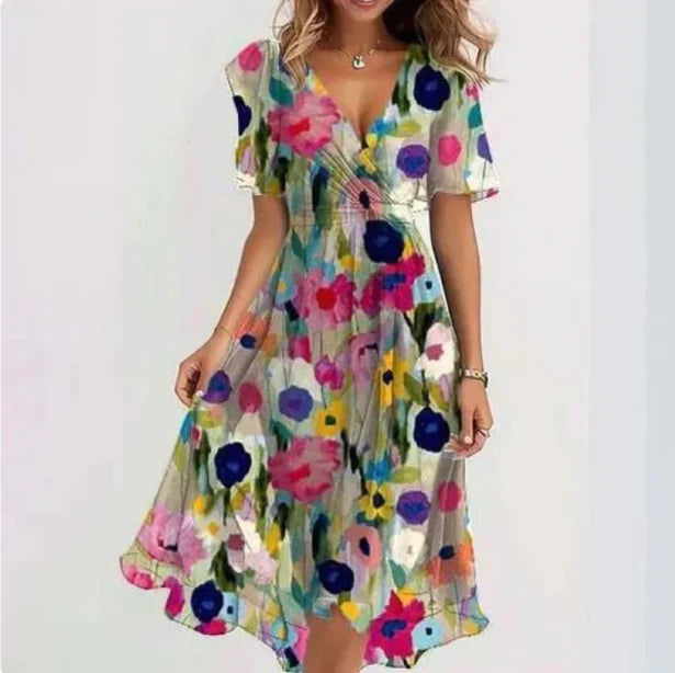 Namila – Airy Chiffon Dress with Floral Pattern