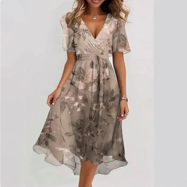 Namila – Airy Chiffon Dress with Floral Pattern