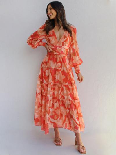 Caelith – Abstract Chiffon Maxi Dress