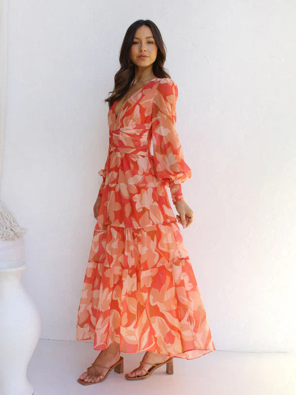Caelith – Abstract Chiffon Maxi Dress