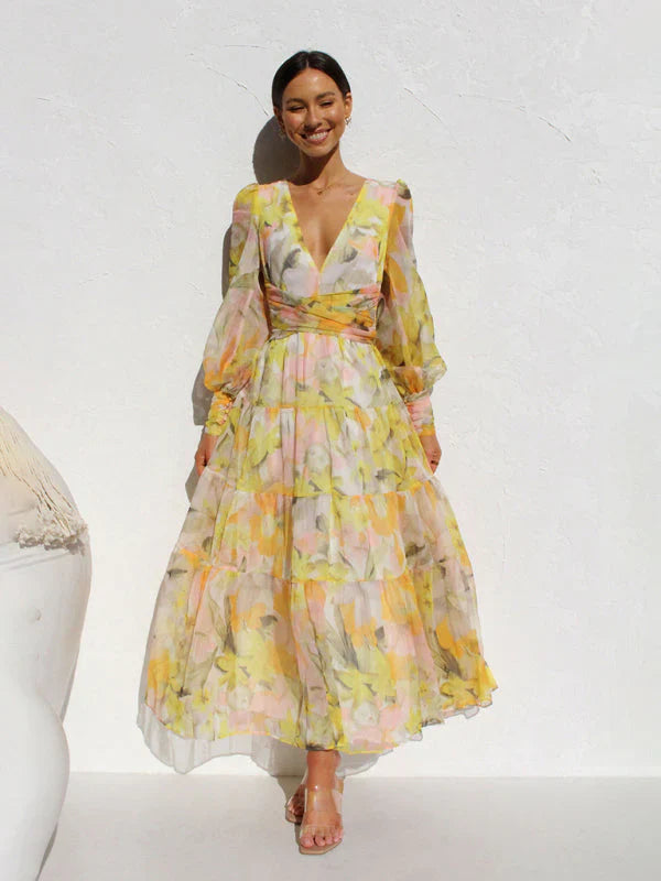 Caelith – Abstract Chiffon Maxi Dress