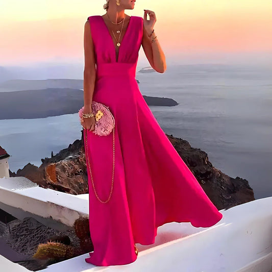 Rashida – Sleeveless A-line V-neck Maxi Dress