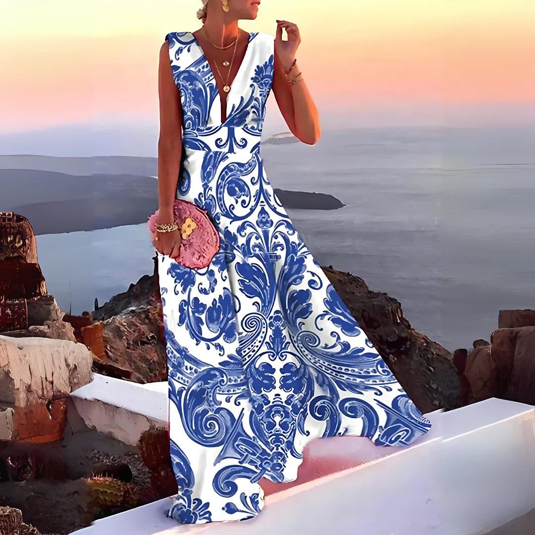 Rashida – Sleeveless A-line V-neck Maxi Dress