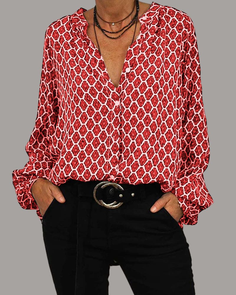 Ravineh – Geometric Print Women's Blouse