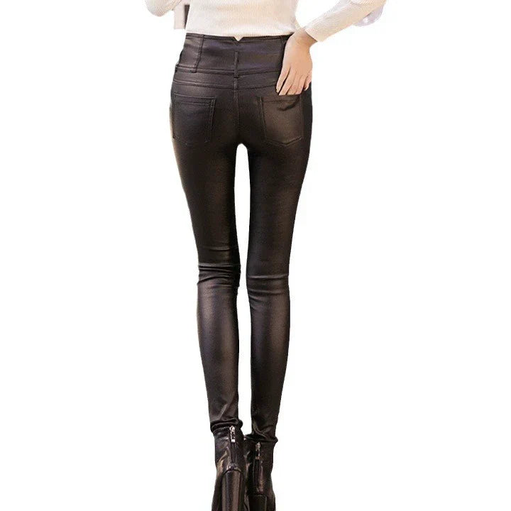 Calidora – High-waisted Leather Skinny Pants