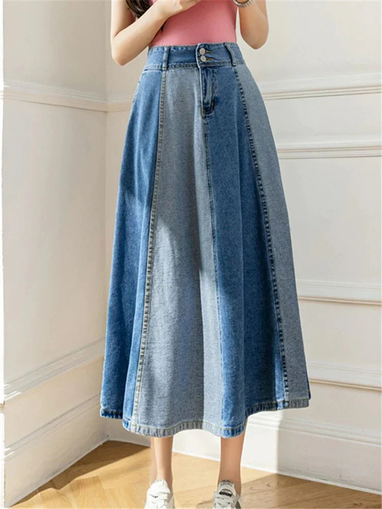 Vespria – Two-tone Cotton Denim Skirt