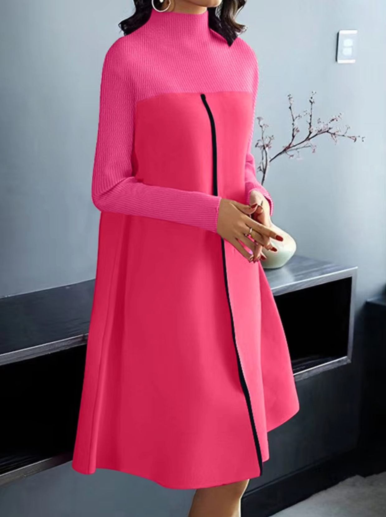 Bambi – Knitted Mock Neck Vintage Dress