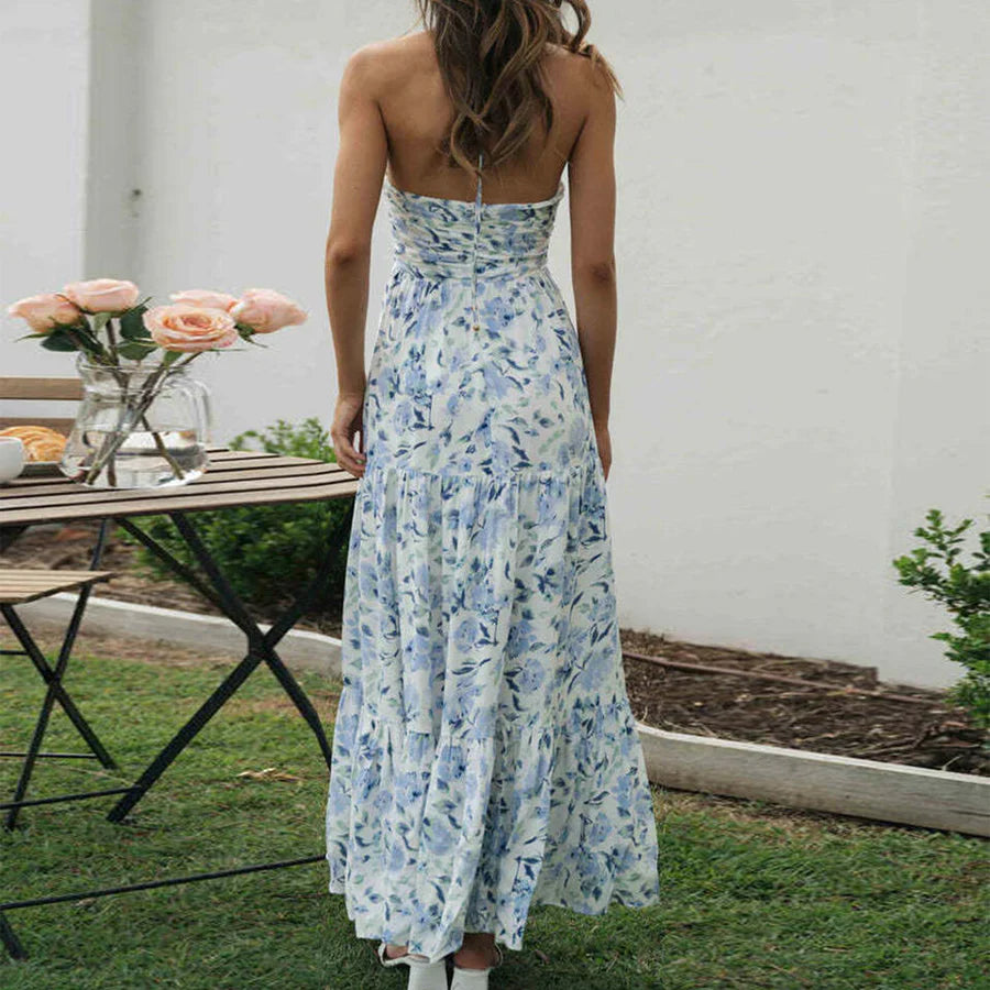 Tessindra – Halterneck Floral Print Maxi Dress