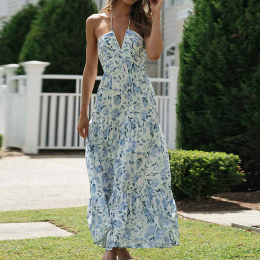 Tessindra – Halterneck Floral Print Maxi Dress