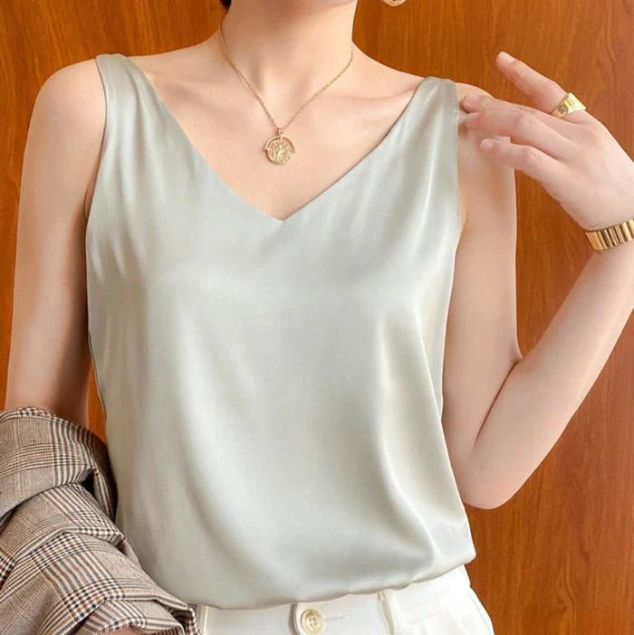Novaine – High-quality Satin V-neck Top