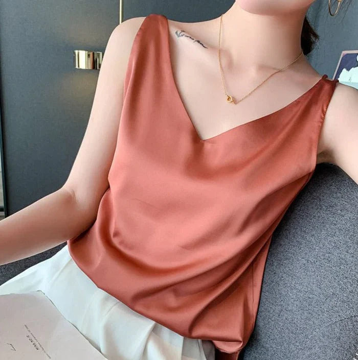 Novaine – High-quality Satin V-neck Top