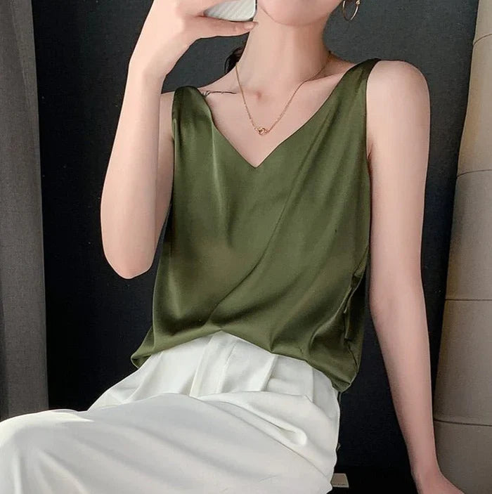 Novaine – High-quality Satin V-neck Top
