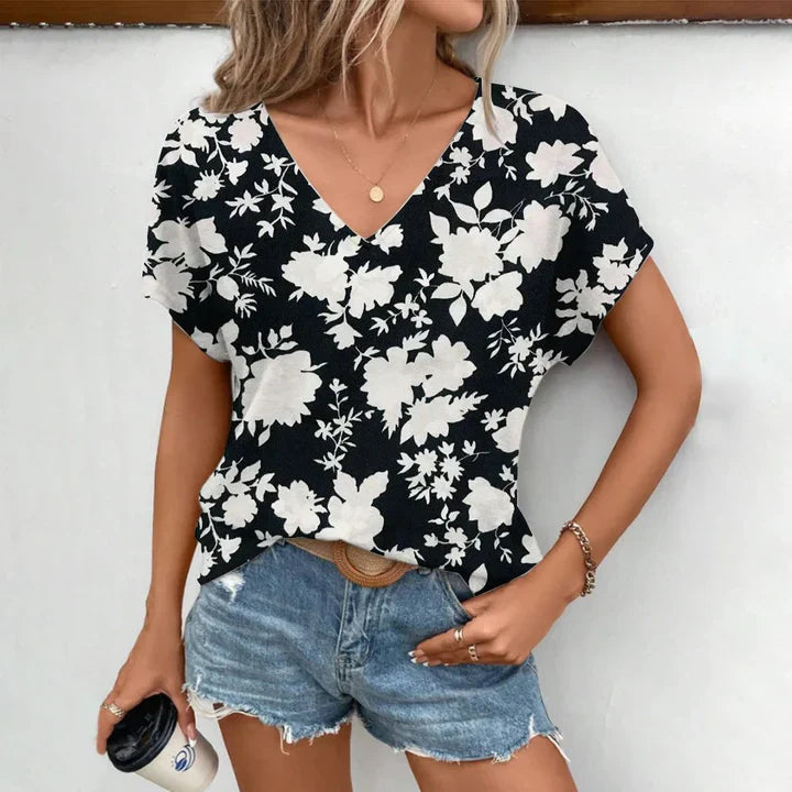 Lora – Floral V-neck Top
