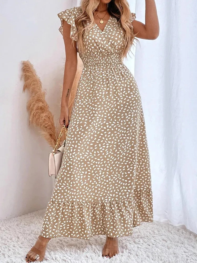 Lisi - V-neck Casual Print Dress