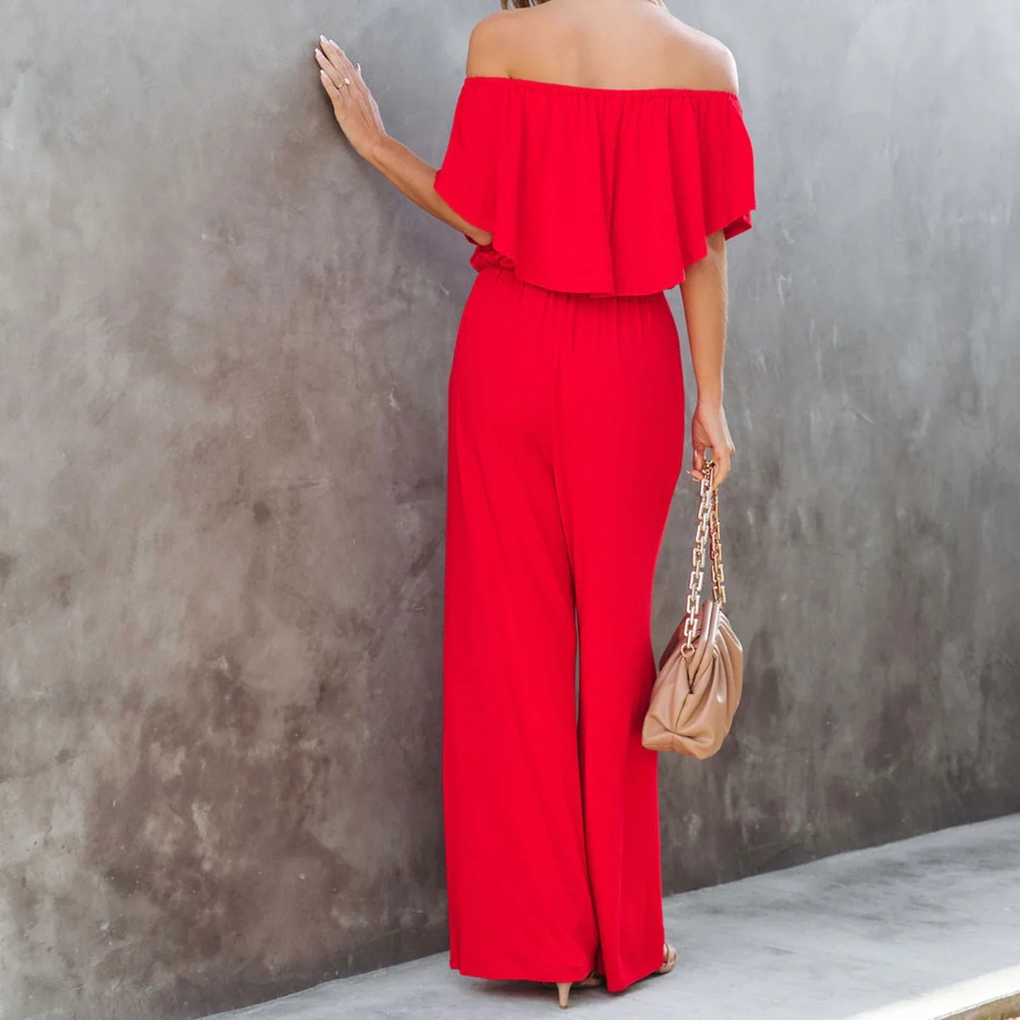 SANNE - Ruffled off-the-shoulder jumpsuit