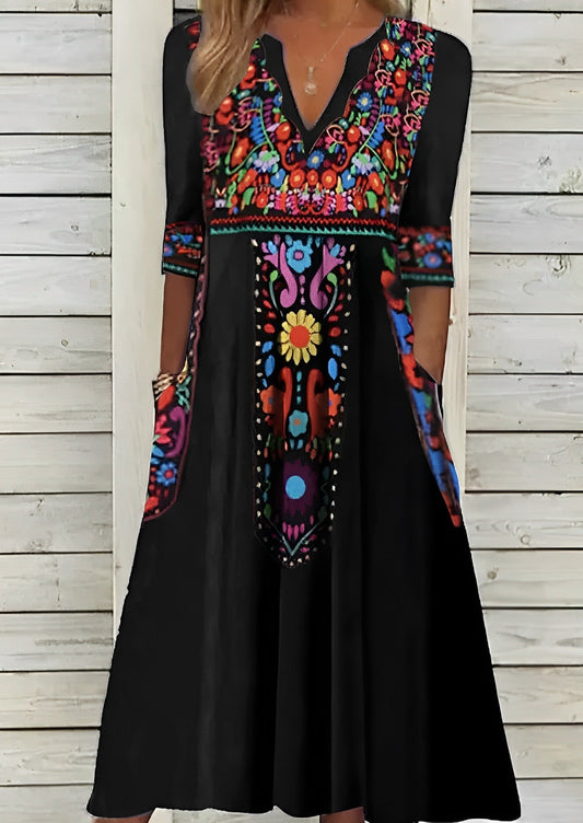 Marie - Fashionable midi floral dress