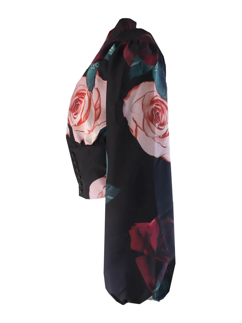 Ximena -Silk Floral Puff Sleeves Blouse