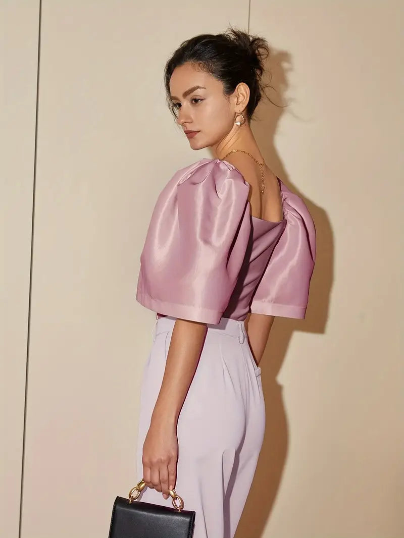 Clara – Stylish Satin Puff Sleeves Blouse