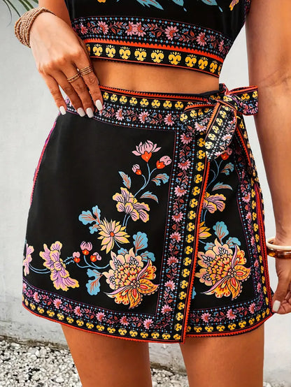 Misty –  Halter Crop Top and Wrap Mini Skirt