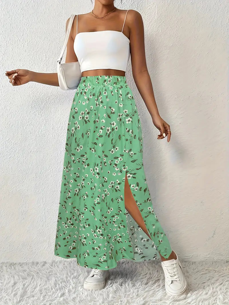 Louvina – Maxi Skirt with Floral Slit