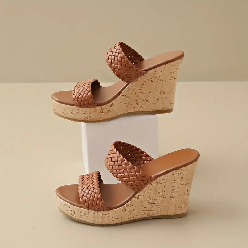 Bonnie - Wedge Sandals with Braided Strap