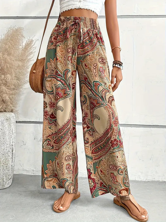 Onvya – Wide-leg Paisley Print Trousers