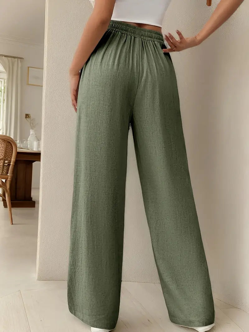 Yara – High-waisted Wide-leg Drawstring Lounge Pants