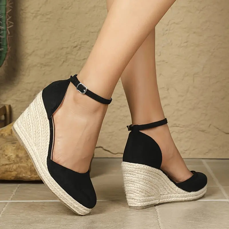 Hanalyn – Suede Ankle Strap Wedge Espadrille