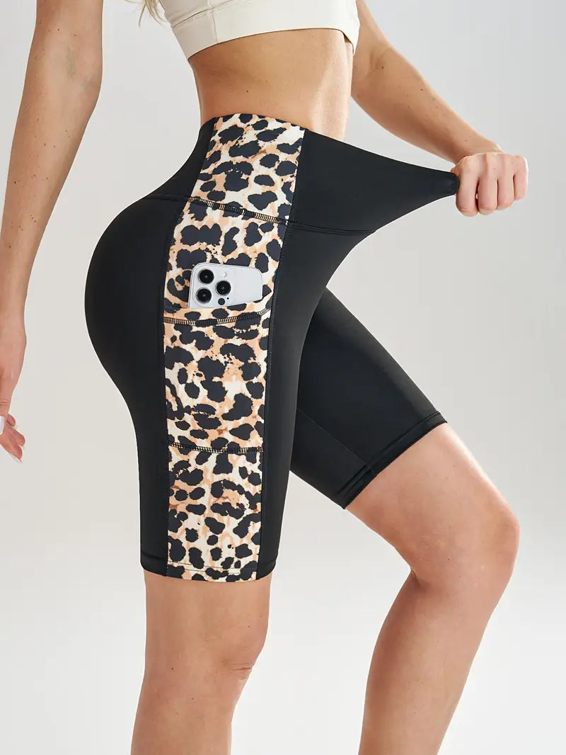 Sanguina – Leopard Print Biker Shorts with Pockets