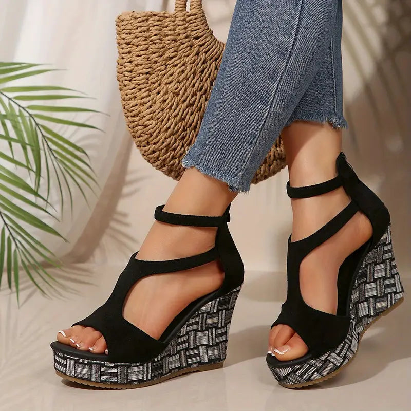 Marita – Geometric Platform Wedge Sandals