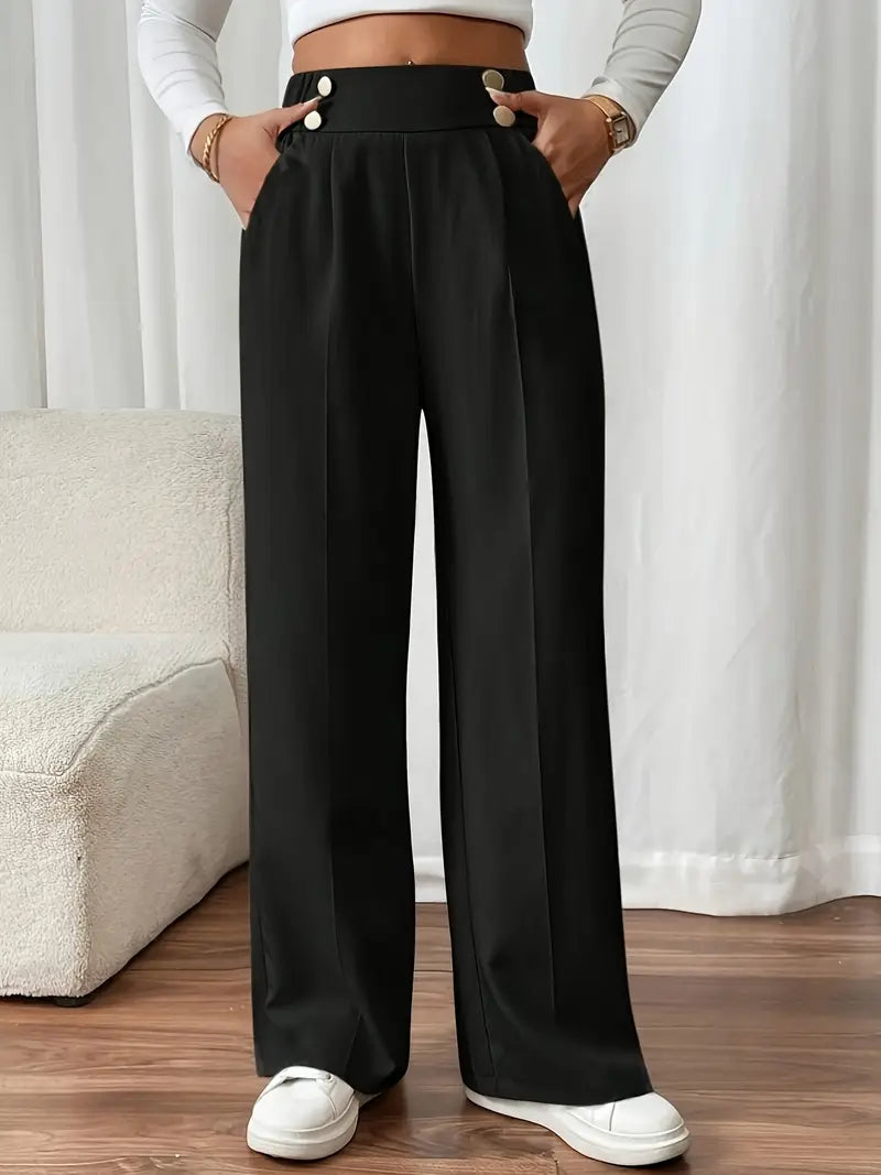 Lethoria – Elegant High-waisted Wide-leg Trousers