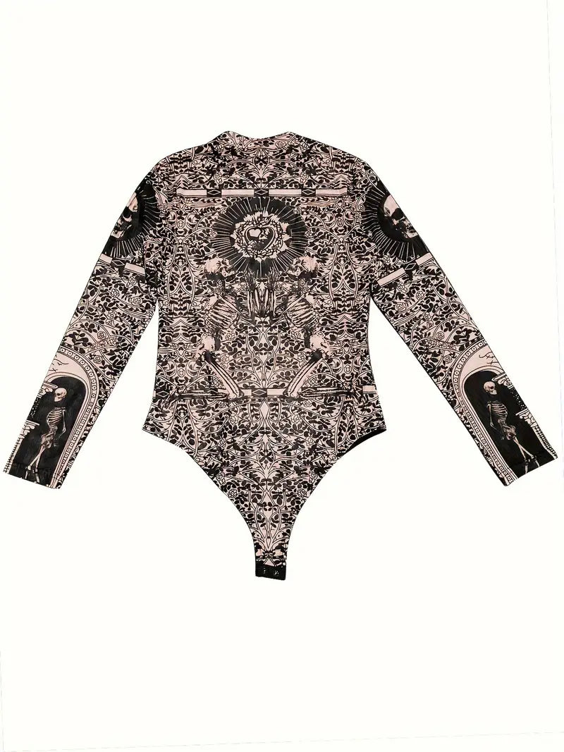 Luvy - Long-sleeved Mesh Bodysuit