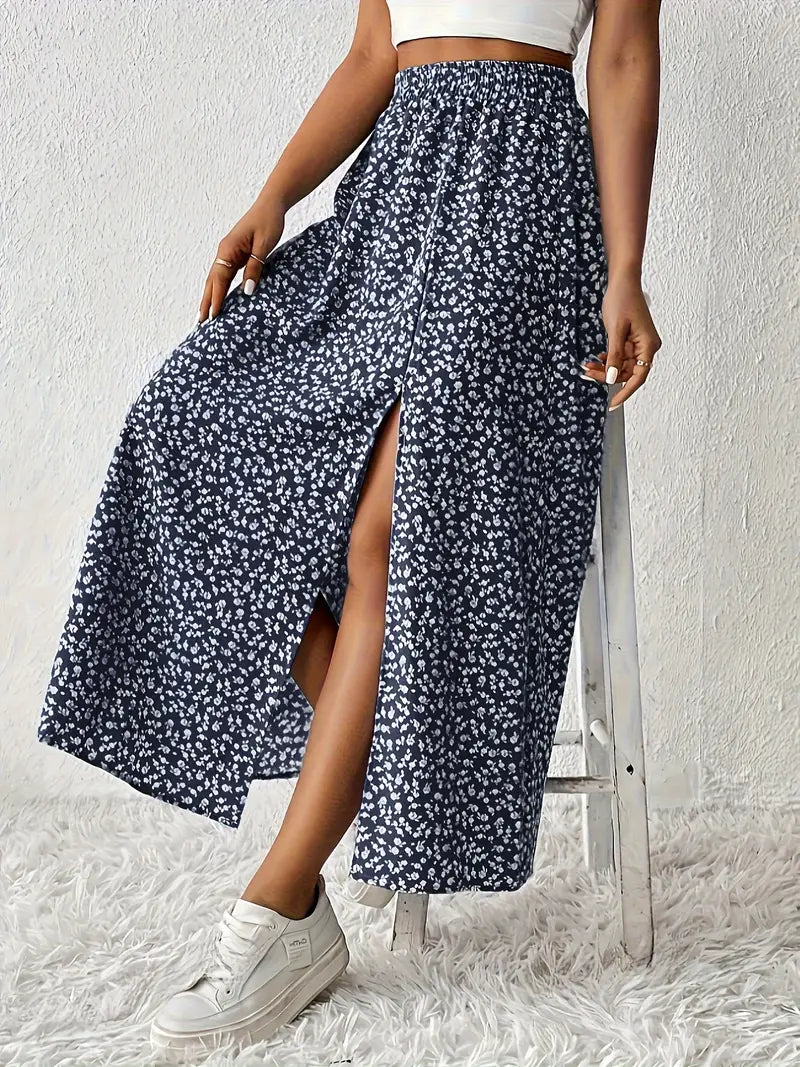Aori – Elegant High-waisted Maxi Skirts with Floral Print