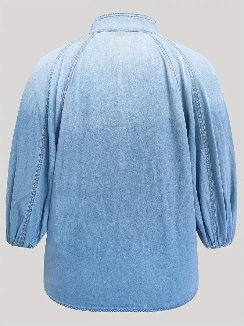 Anthea – Elegant High-Necked Denim Top