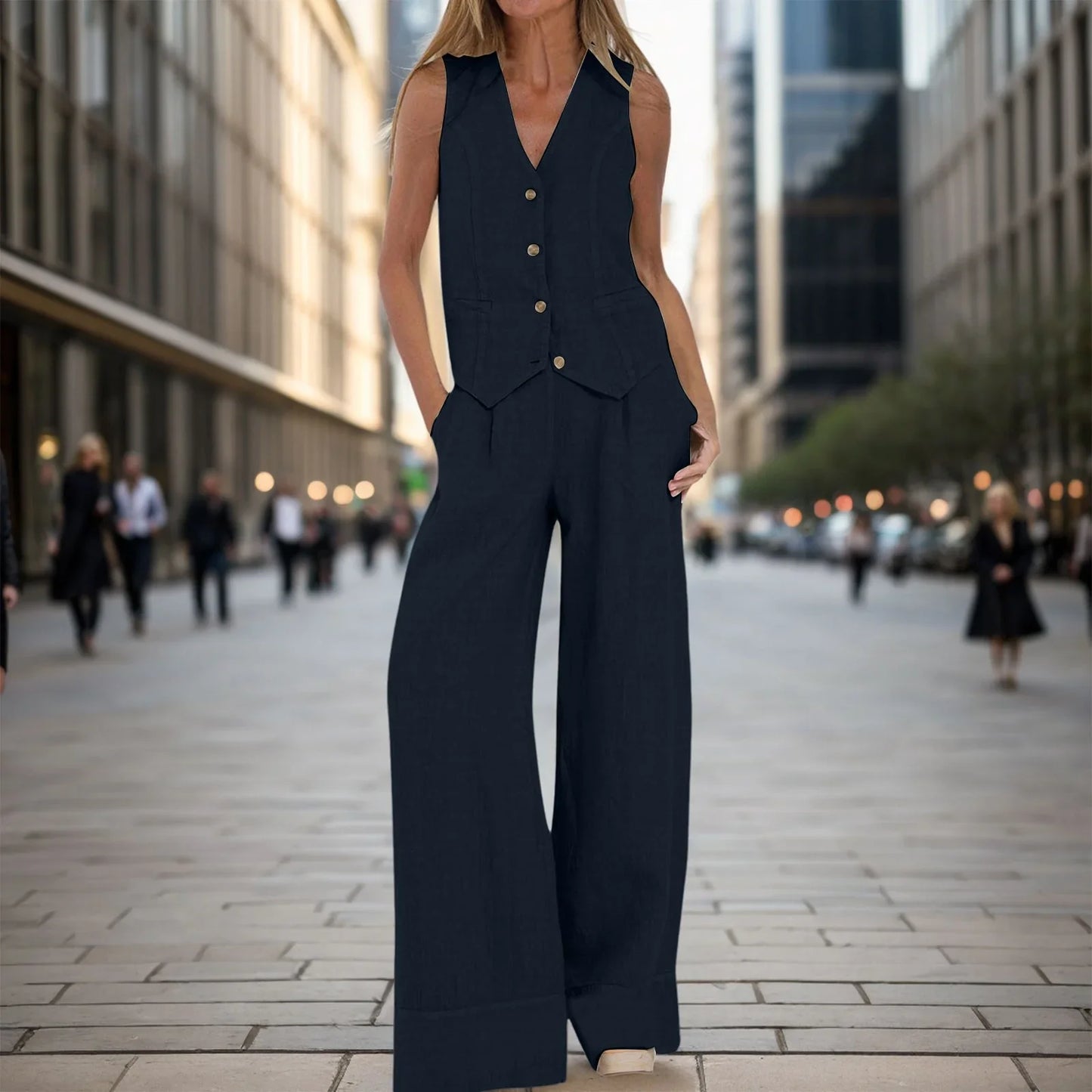Soleil – Stylish Two-Piece Linen Suit Set