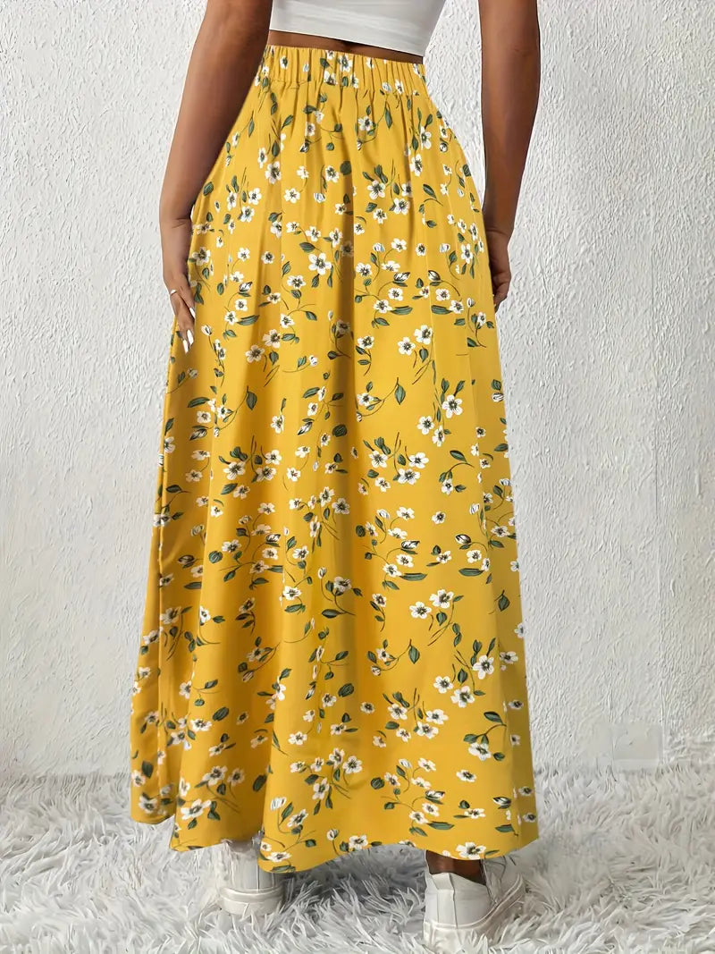 Louvina – Maxi Skirt with Floral Slit