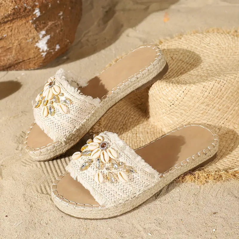 Charrie – Stylish Beads and Pearls Beach Sandals
