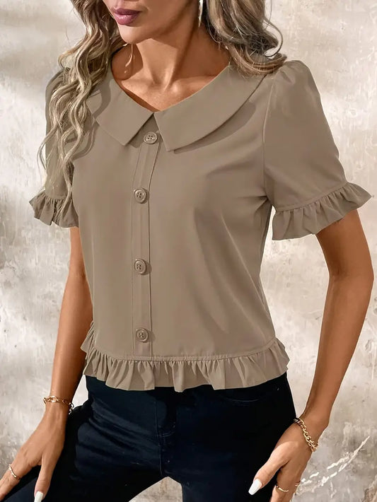 Saphira – Elegant Blouse with Ruffle Trim