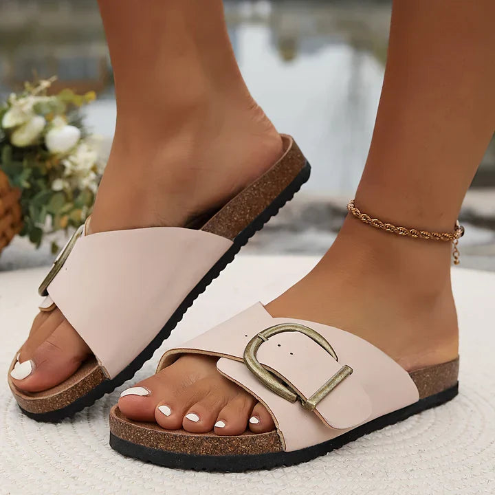 Valencia – Women's Cork Sandals with Buckle Straps