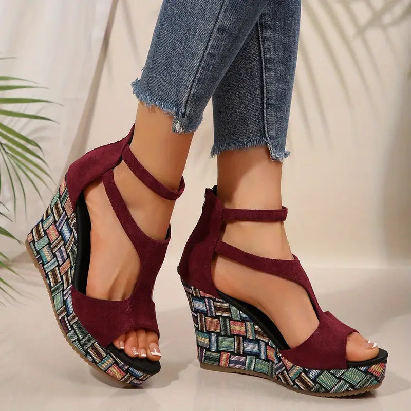 Marita – Geometric Platform Wedge Sandals