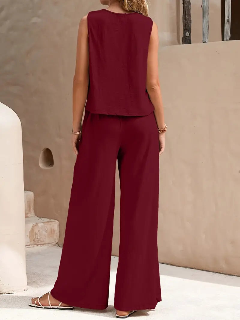 Remy – Elegant Sleeveless Top and Pants Set
