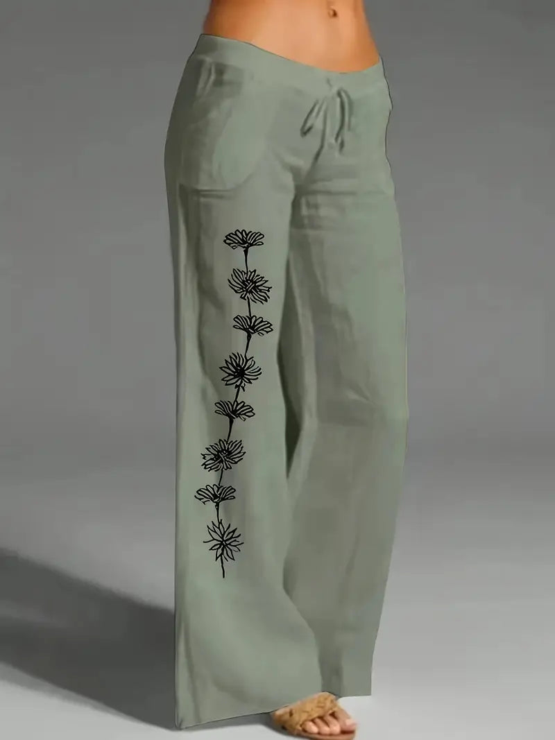 Xavendra - Stylish Wide Leg Embroidered Pants