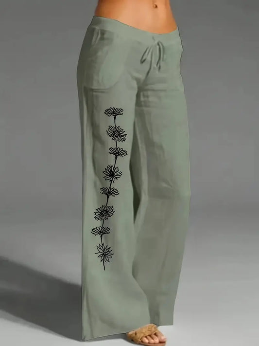 Xavendra - Stylish Wide Leg Embroidered Pants