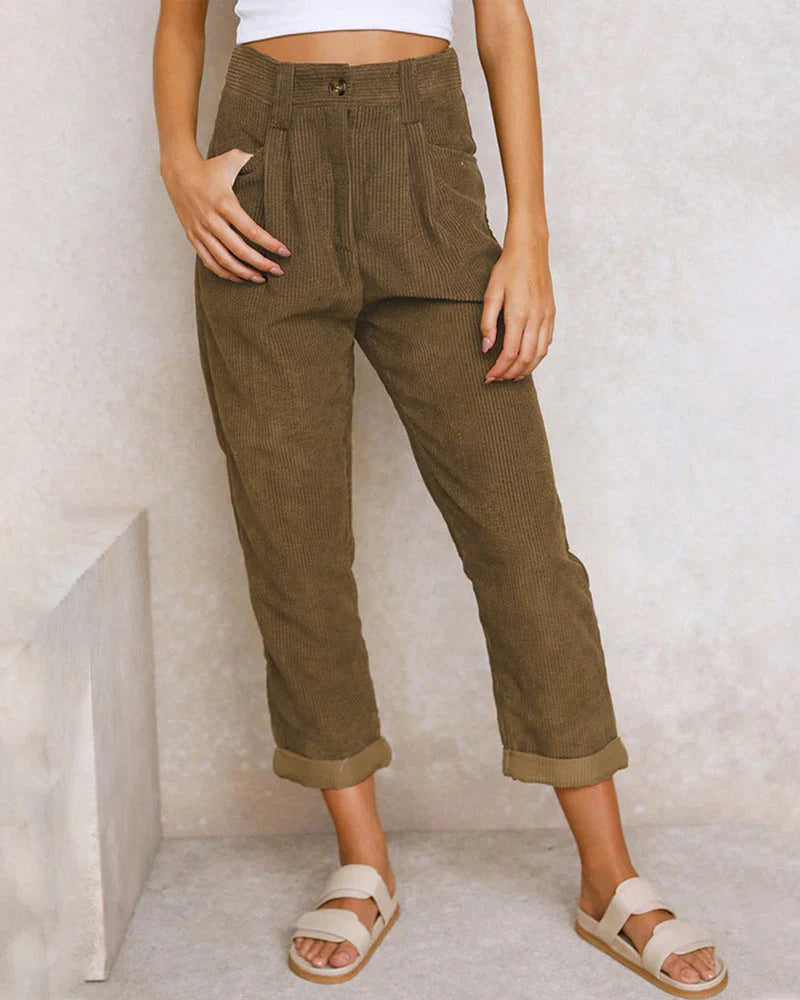 Makiko – High-waist Cotton Corduroy Trousers