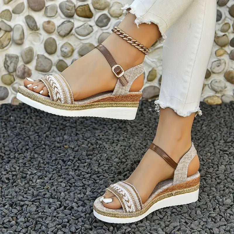 Iscelyn - Boho Ankle Strap Platform Sandals
