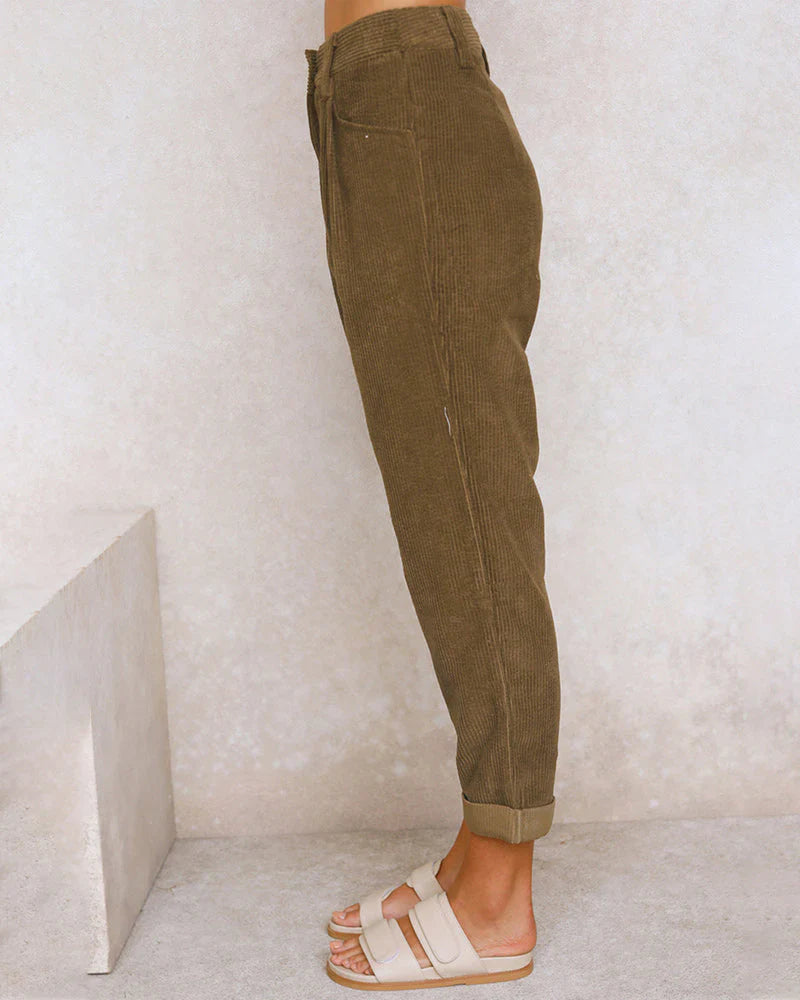 Makiko – High-waist Cotton Corduroy Trousers