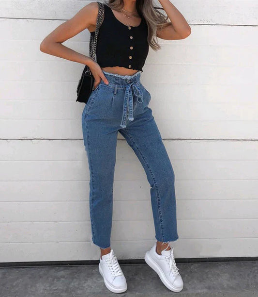 Orielle – High-waisted Paperbag Jeans